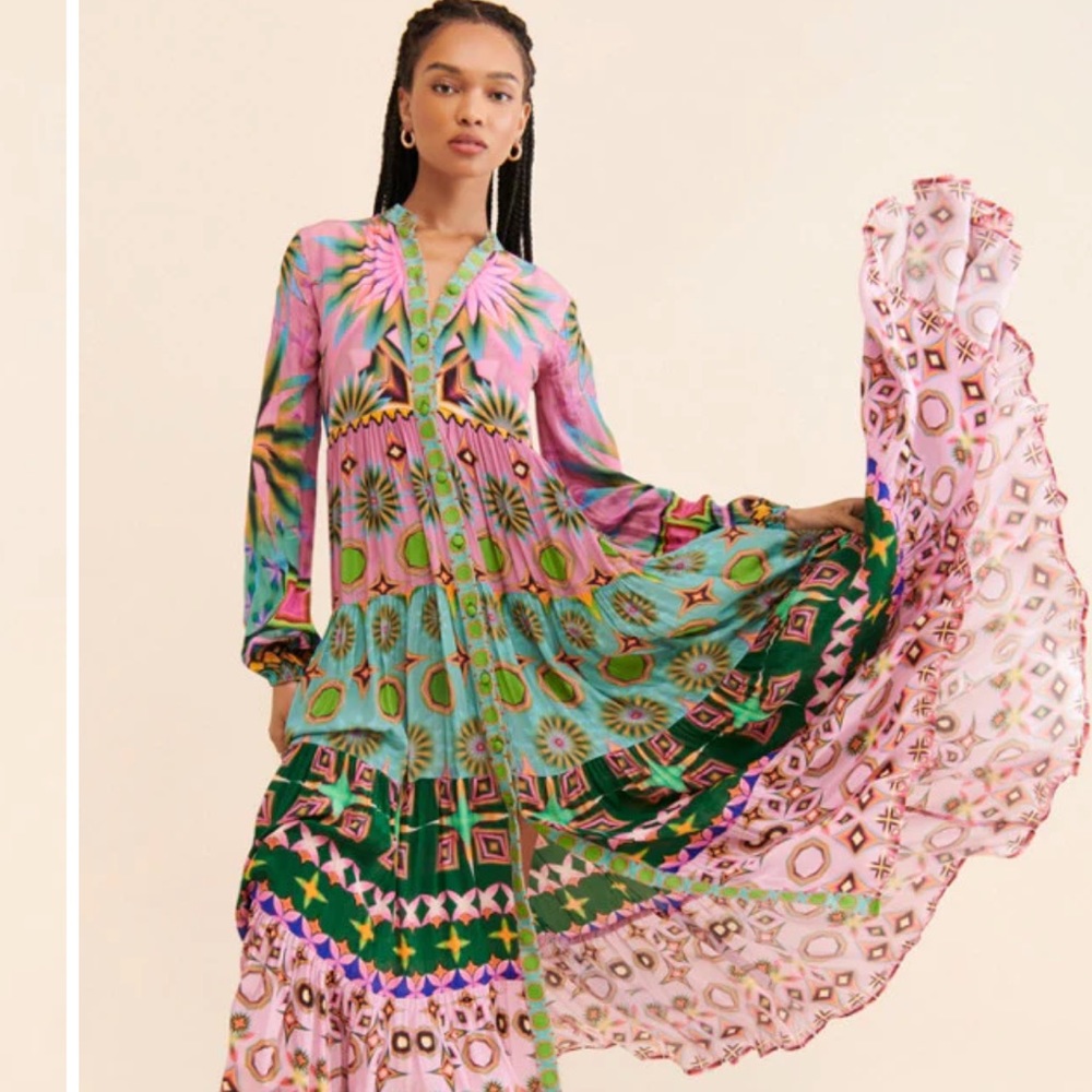 Anthropologie x Seventh Heaven Saddartha  Bansal Mixed Print Maxi Dress